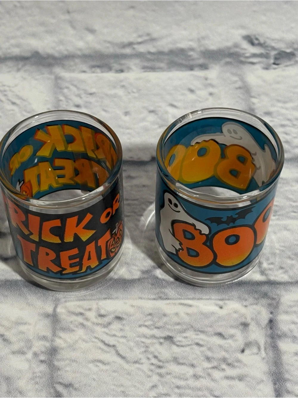 Vintage 90’s Indiana Glass Co Halloween themed tea light holder/votive set